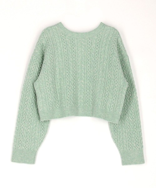 179/WG(イチナナキュウダブルジー)の「ロゴ刺繍入りケーブルニットショートカーディガン(カーディガン/ボレロ・レディース・グレー/オフホワイト/グリーン・FREE)」の7枚目の写真