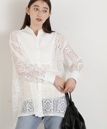 N.（N. Natural Beauty Basic） | ◆ブロックレースバンドカラーブラウス(シャツ/ブラウス)