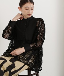 N.(N. Natural Beauty Basic) | ◆ブロックレースバンドカラーブラウス(シャツ/ブラウス)