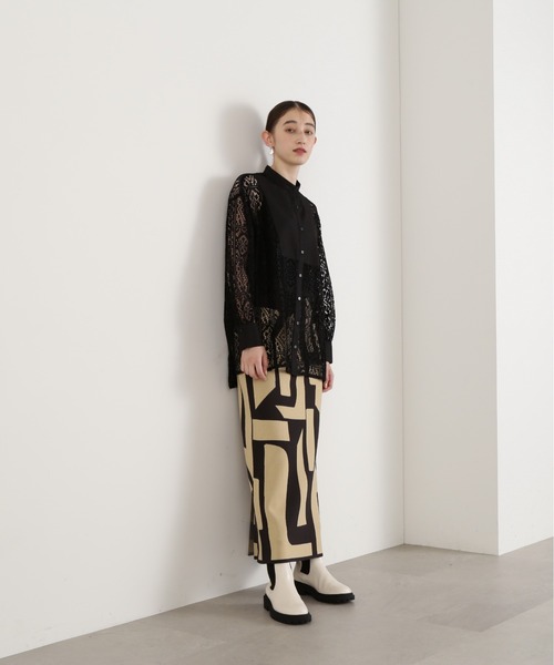 N.(N. Natural Beauty Basic)(エヌエヌナチュラルビューティーベーシック)の「◆ブロックレースバンドカラーブラウス(シャツ/ブラウス・レディース・オフホワイト/ブラック・MEDIUM)」の18枚目の写真