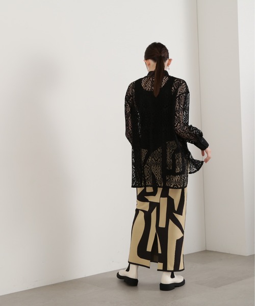 N.(N. Natural Beauty Basic)(エヌエヌナチュラルビューティーベーシック)の「◆ブロックレースバンドカラーブラウス(シャツ/ブラウス・レディース・オフホワイト/ブラック・MEDIUM)」の22枚目の写真