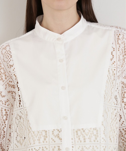 N.(N. Natural Beauty Basic)(エヌエヌナチュラルビューティーベーシック)の「◆ブロックレースバンドカラーブラウス(シャツ/ブラウス・レディース・オフホワイト/ブラック・MEDIUM)」の16枚目の写真
