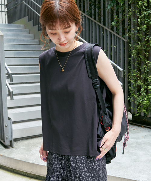 B.C STOCK(ベーセーストック)の「《追加》ノースリーブ フレアTシャツ(Tシャツ/カットソー・レディース・ベージュ/カーキ/ホワイト/ブラック・FREE)」の17枚目の写真