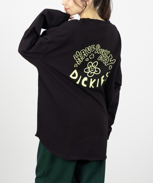 Dickies(ディッキーズ)の「Dickies ディッキーズ 長袖ロングTシャツ(Tシャツ/カットソー・レディース・オートミール/ライトグレー/ブラック/ピンク・フリー)」の1枚目の写真