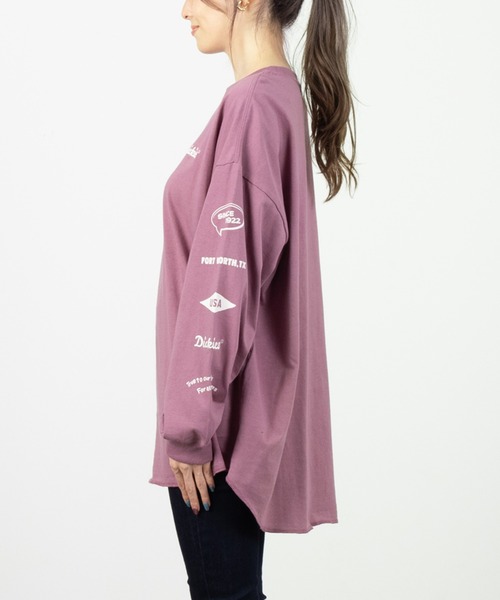 Dickies(ディッキーズ)の「Dickies ディッキーズ 長袖ロングTシャツ(Tシャツ/カットソー・レディース・オートミール/ライトグレー/ブラック/ピンク・フリー)」の8枚目の写真