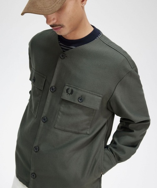 【美品】フレッドペリー Collarless Overshirt M FRED PERRY（フレッドペリー）の「Collarless Overshirt（シャツ