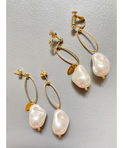 YM】変形パール ゴールドピアス(MA)（ピアス（両耳用））｜tone  