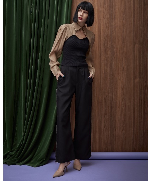 casane（カサネ）の「フロントホールカラーブラウス（シャツ/ブラウス・レディース・ブラック/ベージュ・FREE）」の14枚目の写真