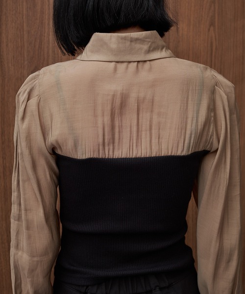 casane（カサネ）の「フロントホールカラーブラウス（シャツ/ブラウス・レディース・ブラック/ベージュ・FREE）」の12枚目の写真