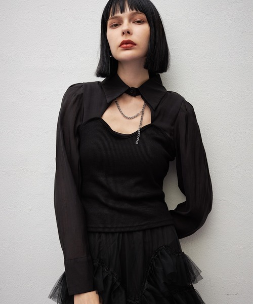 casane（カサネ）の「フロントホールカラーブラウス（シャツ/ブラウス・レディース・ブラック/ベージュ・FREE）」の17枚目の写真