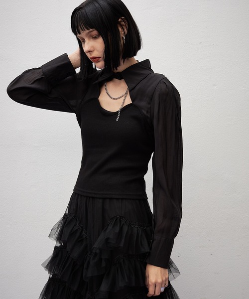 casane（カサネ）の「フロントホールカラーブラウス（シャツ/ブラウス・レディース・ブラック/ベージュ・FREE）」の18枚目の写真