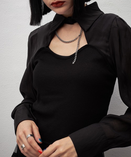 casane（カサネ）の「フロントホールカラーブラウス（シャツ/ブラウス・レディース・ブラック/ベージュ・FREE）」の21枚目の写真