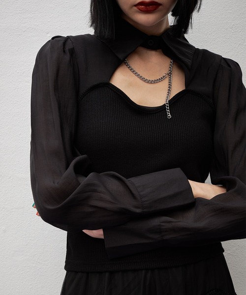 casane（カサネ）の「フロントホールカラーブラウス（シャツ/ブラウス・レディース・ブラック/ベージュ・FREE）」の22枚目の写真