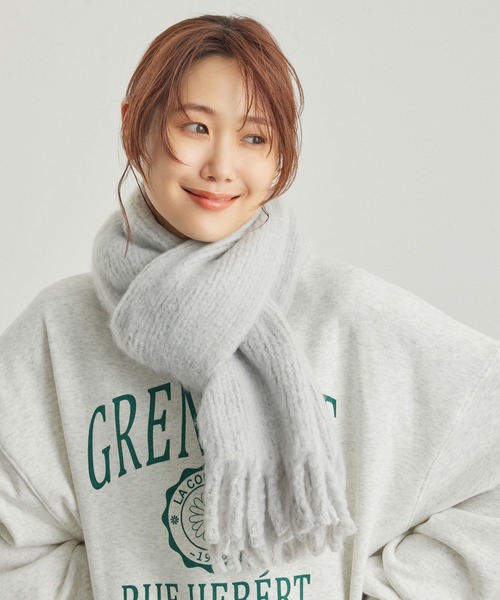 ROPE' PICNIC（ロペピクニック）の「バルキーフリンジリブマフラー（マフラー・レディース・チャコールグレー/キナリ/ターコイズブルー/ピンク/ダークラベンダー/ライトグレー・FREE）」の3枚目の写真