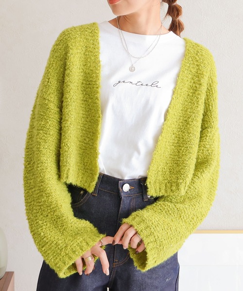 Social GIRL（ソーシャルガール）の「ショート丈 ループニット ボレロ カーディガン（カーディガン/ボレロ・レディース・チャコールグレー/ブラック/ブルー/ライム/ライトグレー・M）」の4枚目の写真