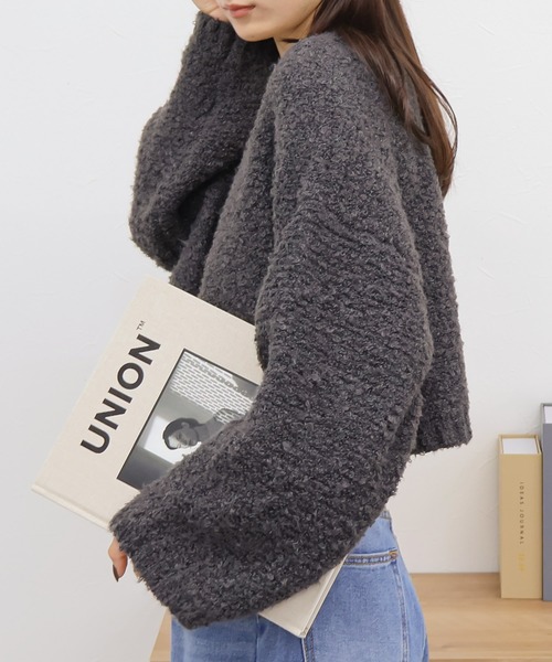 Social GIRL（ソーシャルガール）の「ショート丈 ループニット ボレロ カーディガン（カーディガン/ボレロ・レディース・チャコールグレー/ブラック/ブルー/ライム/ライトグレー・M）」の2枚目の写真