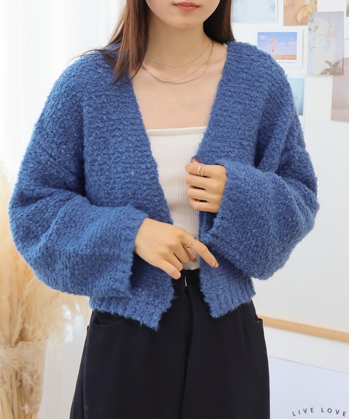 Social GIRL（ソーシャルガール）の「ショート丈 ループニット ボレロ カーディガン（カーディガン/ボレロ・レディース・チャコールグレー/ブラック/ブルー/ライム/ライトグレー・M）」の5枚目の写真