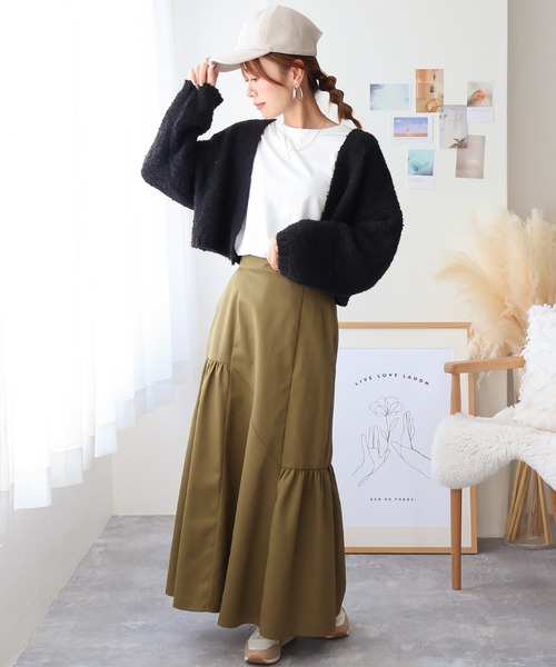 Social GIRL（ソーシャルガール）の「ショート丈 ループニット ボレロ カーディガン（カーディガン/ボレロ・レディース・チャコールグレー/ブラック/ブルー/ライム/ライトグレー・M）」の7枚目の写真