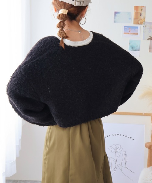 Social GIRL（ソーシャルガール）の「ショート丈 ループニット ボレロ カーディガン（カーディガン/ボレロ・レディース・チャコールグレー/ブラック/ブルー/ライム/ライトグレー・M）」の8枚目の写真