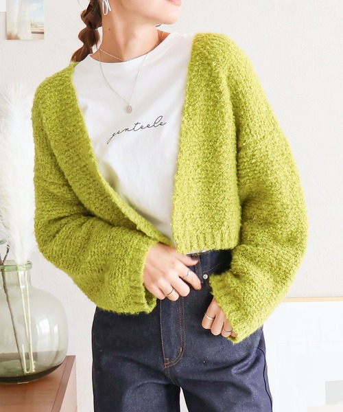 Social GIRL（ソーシャルガール）の「ショート丈 ループニット ボレロ カーディガン（カーディガン/ボレロ・レディース・チャコールグレー/ブラック/ブルー/ライム/ライトグレー・M）」の10枚目の写真