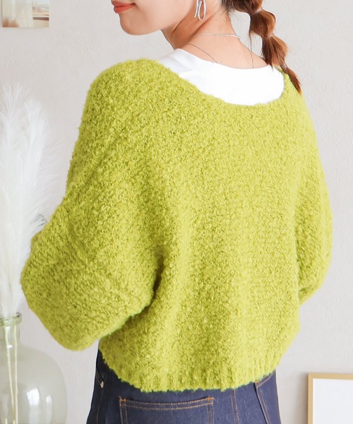 Social GIRL（ソーシャルガール）の「ショート丈 ループニット ボレロ カーディガン（カーディガン/ボレロ・レディース・チャコールグレー/ブラック/ブルー/ライム/ライトグレー・M）」の11枚目の写真