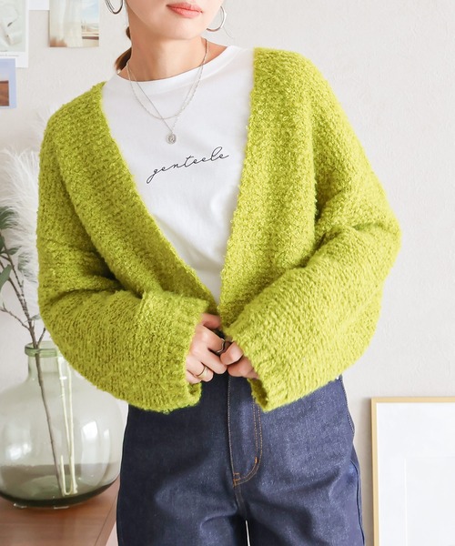 Social GIRL（ソーシャルガール）の「ショート丈 ループニット ボレロ カーディガン（カーディガン/ボレロ・レディース・チャコールグレー/ブラック/ブルー/ライム/ライトグレー・M）」の13枚目の写真