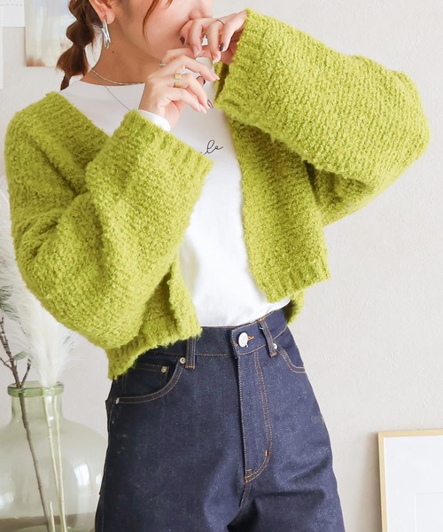 Social GIRL（ソーシャルガール）の「ショート丈 ループニット ボレロ カーディガン（カーディガン/ボレロ・レディース・チャコールグレー/ブラック/ブルー/ライム/ライトグレー・M）」の14枚目の写真