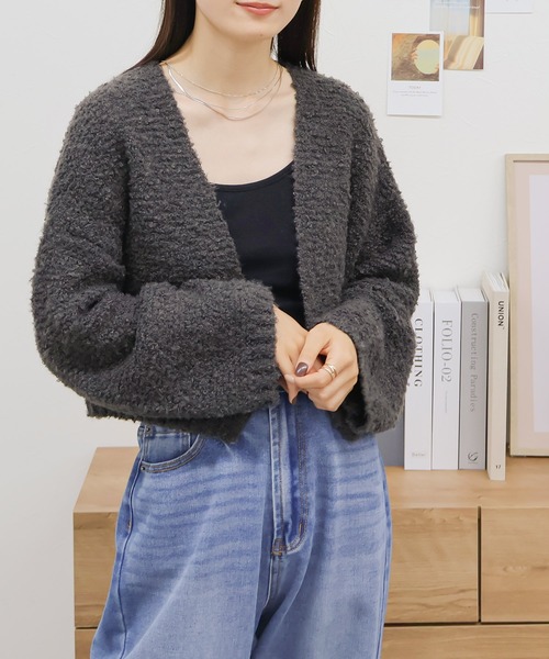 Social GIRL（ソーシャルガール）の「ショート丈 ループニット ボレロ カーディガン（カーディガン/ボレロ・レディース・チャコールグレー/ブラック/ブルー/ライム/ライトグレー・M）」の21枚目の写真