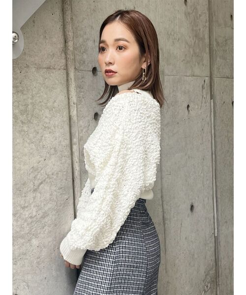 MURUA（ムルーア）の「ショルダーオープンカシュクールニット（ニット/セーター・レディース・ブラック/ワイン/ホワイト・FREE）」の9枚目の写真