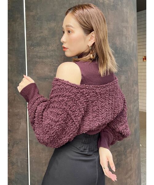 MURUA（ムルーア）の「ショルダーオープンカシュクールニット（ニット/セーター・レディース・ブラック/ワイン/ホワイト・FREE）」の14枚目の写真