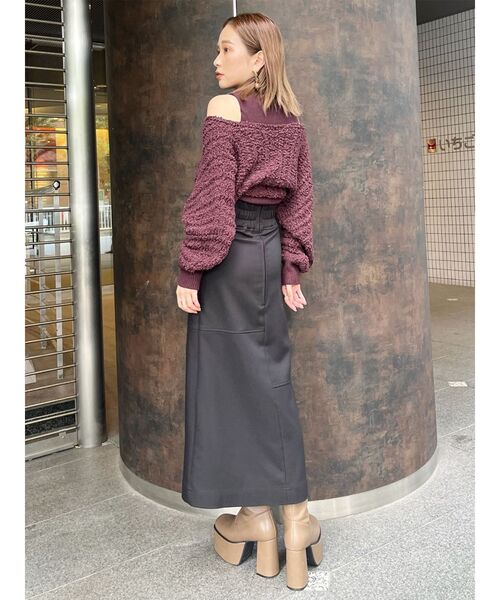 MURUA（ムルーア）の「ショルダーオープンカシュクールニット（ニット/セーター・レディース・ブラック/ワイン/ホワイト・FREE）」の16枚目の写真