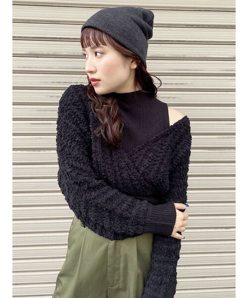 MURUA（ムルーア）の「ショルダーオープンカシュクールニット（ニット/セーター・レディース・ブラック/ワイン/ホワイト・FREE）」の18枚目の写真