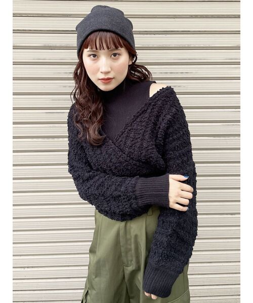 MURUA（ムルーア）の「ショルダーオープンカシュクールニット（ニット/セーター・レディース・ブラック/ワイン/ホワイト・FREE）」の19枚目の写真