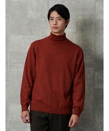 TRANS CONTINENTS | TRANS CONTINENTS　ファインゲージBIZニット　タートルネック　カーキ/ブラック/グレー/オレンジ/ネイビー(ニット/セーター)