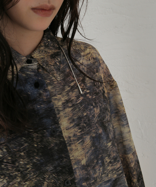 SAYAKADAVIS(サヤカディヴィス)の「【SAYAKADAVIS/サヤカデイヴィス】Crushed Cupro PT wide sleeve:シャツ(シャツ/ブラウス・レディース・ネイビー・MEDIUM)」の5枚目の写真