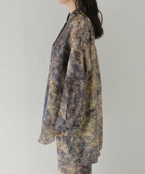 SAYAKADAVIS(サヤカディヴィス)の「【SAYAKADAVIS/サヤカデイヴィス】Crushed Cupro PT wide sleeve:シャツ(シャツ/ブラウス・レディース・ネイビー・MEDIUM)」の9枚目の写真