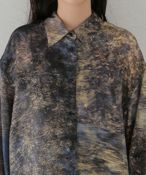 SAYAKADAVIS(サヤカディヴィス)の「【SAYAKADAVIS/サヤカデイヴィス】Crushed Cupro PT wide sleeve:シャツ(シャツ/ブラウス・レディース・ネイビー・MEDIUM)」の11枚目の写真