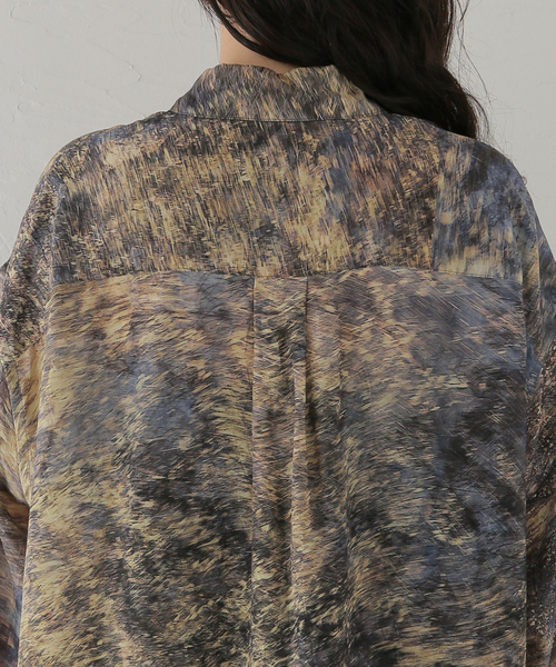 SAYAKADAVIS(サヤカディヴィス)の「【SAYAKADAVIS/サヤカデイヴィス】Crushed Cupro PT wide sleeve:シャツ(シャツ/ブラウス・レディース・ネイビー・MEDIUM)」の12枚目の写真