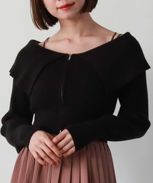 archives | フロントzipオフショルリブニット(ニット/セーター)