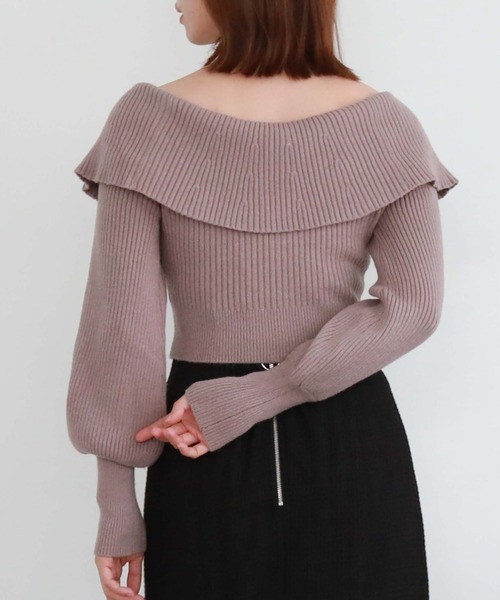 archives（アルシーヴ）の「フロントzipオフショルリブニット（ニット/セーター・レディース・ピンクベージュ/ブルーグレー/ブラック/アイボリー・MEDIUM）」の17枚目の写真