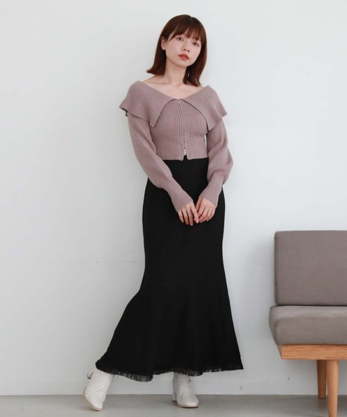 archives（アルシーヴ）の「フロントzipオフショルリブニット（ニット/セーター・レディース・ピンクベージュ/ブルーグレー/ブラック/アイボリー・MEDIUM）」の20枚目の写真