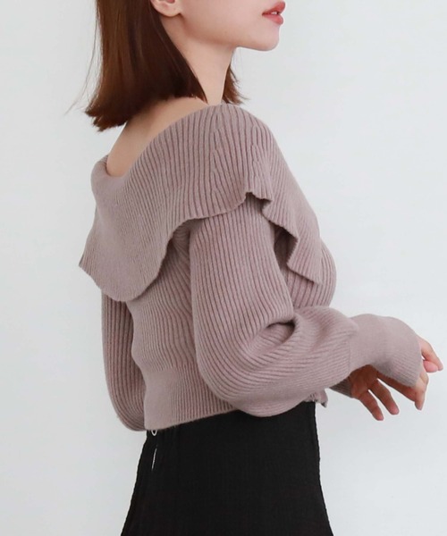 archives（アルシーヴ）の「フロントzipオフショルリブニット（ニット/セーター・レディース・ピンクベージュ/ブルーグレー/ブラック/アイボリー・MEDIUM）」の18枚目の写真