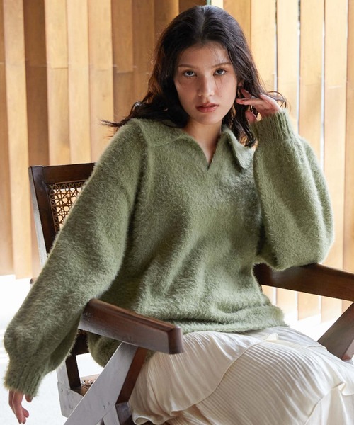 archives（アルシーヴ）の「ミニフェザースキッパーミドルニット