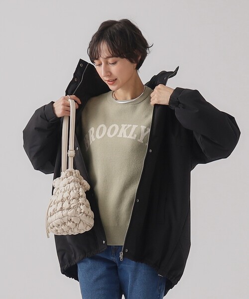 Cutie Blonde（キューティーブロンド）の「◆中綿スタンドカラー オーバーサイズコート【SHOO WARM】（その他アウター・レディース・ブラック/アイボリー・00）」の11枚目の写真