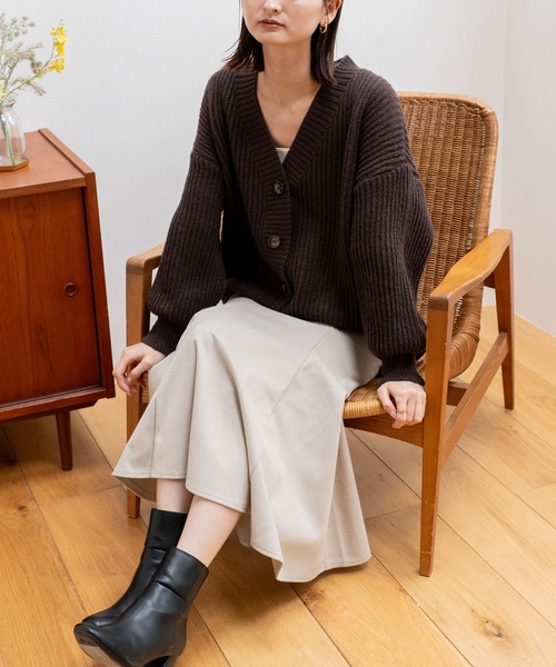 VitaFelice(ヴィータフェリーチェ)の「ゆったり ロング ニット カーディガン【長袖】(カーディガン/ボレロ・レディース・ベージュ/ブラウン/グレー・FREE)」の19枚目の写真