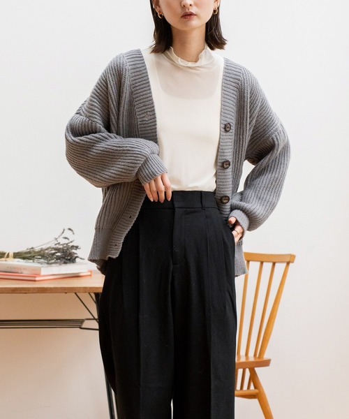 VitaFelice(ヴィータフェリーチェ)の「ゆったり ロング ニット カーディガン【長袖】(カーディガン/ボレロ・レディース・ベージュ/ブラウン/グレー・FREE)」の16枚目の写真