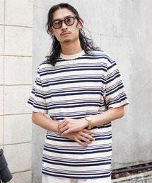 schott（ショット）の「Schott/ショット/HORIZONTAL STRIPES T-SHIRT/ホリゾンタル ストライプ Tシャツ（Tシャツ/カットソー）」