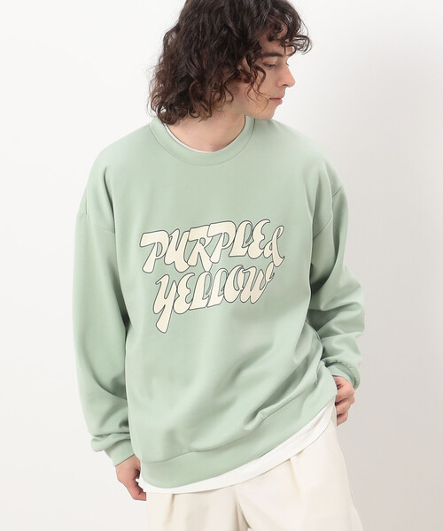 Purple&Yellow（パープルアンドイエロー）の「ＴＲダンボールニット ロゴプリント ビッグプルオーバー（スウェット・メンズ・オレンジ/ミント/アイボリー・L/M/S）」の21枚目の写真