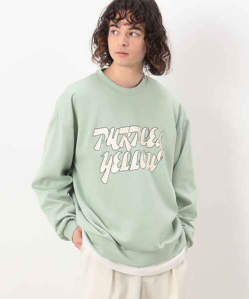 Purple&Yellow（パープルアンドイエロー）の「ＴＲダンボールニット ロゴプリント ビッグプルオーバー（スウェット・メンズ・オレンジ/ミント/アイボリー・L/M/S）」の22枚目の写真