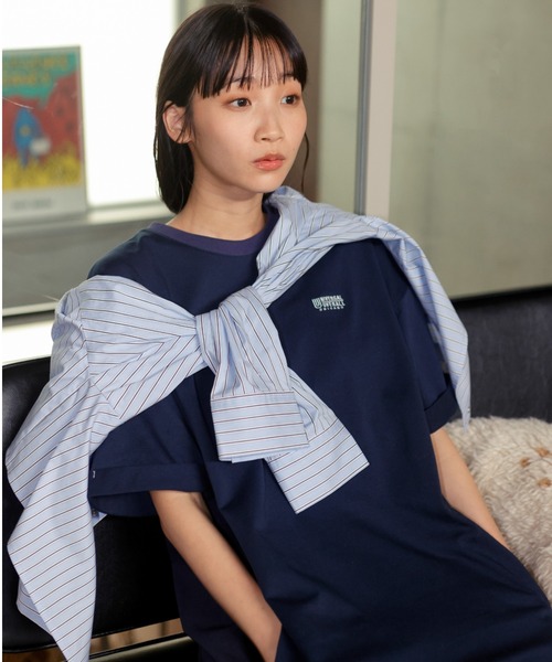 UNIVERSAL OVERALL（ユニバーサルオーバーオール）の「[UNIVERSAL OVERALL/ユニバーサルオーバーオール] 別注 異素材切り替え マキシ丈ワンピース（ワンピース・レディース・ネイビー/ブラック/カーキ・F）」の4枚目の写真